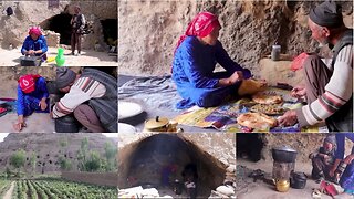 Neighborhood bread of two old lovers Village life in Afghanistan Bamiyan (Life in the cave
