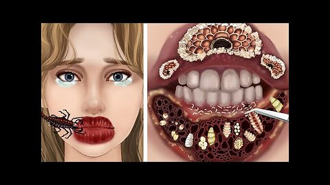 ASMR｜Remove parasites from camper's mouth！Trypophobia cautious entry!기생충 감염 치료