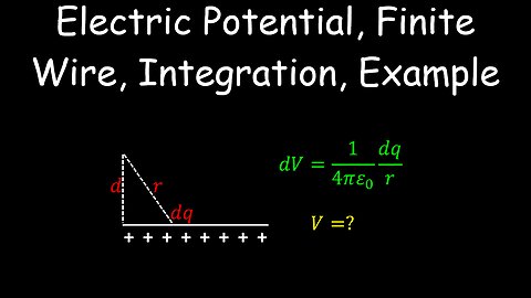 Electric Potential, Finite Wire, Uniform Charge, Example - Physics