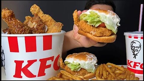 Sub) ASMR KFC 🍗🍟CHICKEN BURGER FRIED POTATOES CoCaCoLa SET FAST FOOD MUKBANG KFC치킨 햄버거 먹방