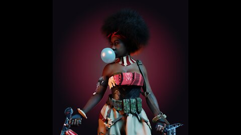 Post apocalyptic African female warrior| Asset turn table| ZBrush | Blender