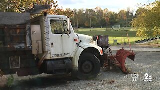 Abandoned dump truck is leaking fuel at Baltimore's Northwest Park