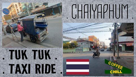 TUK TUK TAXI RIDE 🛺 in Chaiyaphum City Isan Thailand -from the Rattansiri Hotel to the Bus Terminal