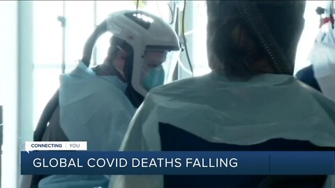 Global COVID deaths falling as cases inch back up