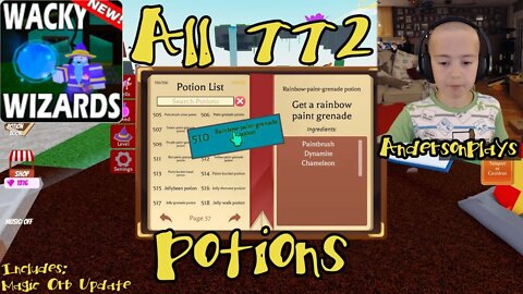 AndersonPlays Roblox Wacky Wizards All Potions - All 772 Potions Book Recipes - Magic Orb Update