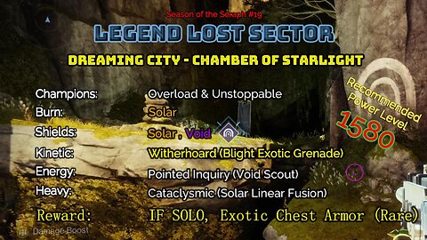 Destiny 2 Legend Lost Sector: Dreaming City - Chamber of Starlight on my Titan 2-19-23