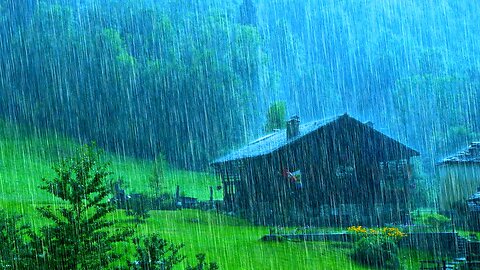 ♤FOLLOW♤ Sounds for Sleeping - Sound of Heavy Rainstorm & Thunder in the Misty Forest At Night