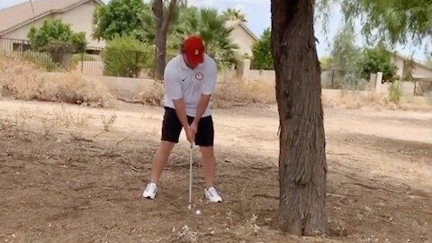 Golfer smashes ball into a tree, ricochets right into his ankle