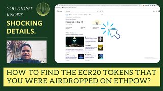 How To Find The Ecr20 Tokens That You Were Airdropped On ETHPOW?