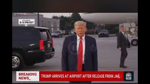 Captioned: WATCH: Former President Trump speaks after surrendering in Georgia.