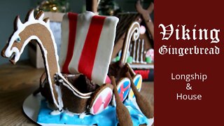 Viking Gingerbread Longship & House