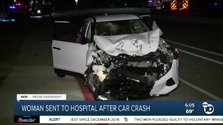 Woman sent to hospital after 2-vehicle crash