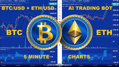 LIVE - Bitcoin + Ethereum - 5 Minute Charts - AI Trading Bot