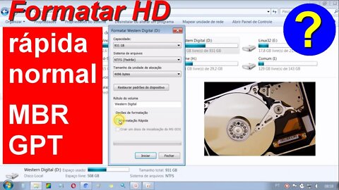 Como formatar um HD, disco rígido, novo, e dicas de formatação rápida e normal, e formatos MBR e GPT