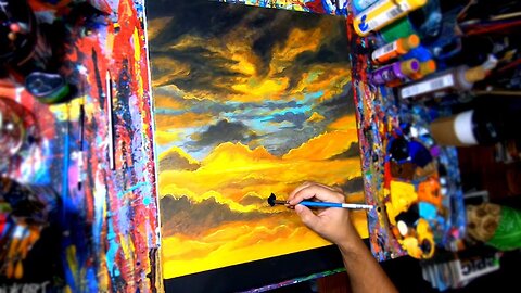 Painting A Dramatic Cloudscape With Acrylics (Time Lapse)