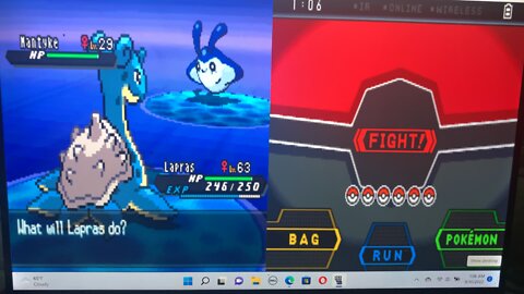 Lapras VS Mantyke Pokémon Black 2 (First time catch with Dive Ball)