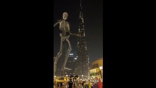 The footage of an enormous 'drone skeleton' near Dubai's Burj Khalifa ignites debate