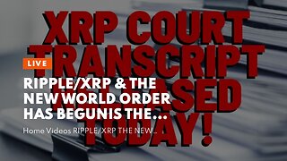 RIPPLE/XRP & THE NEW WORLD ORDER HAS BEGUNIS THE BOTTOM FINALLY IN?BINANCE ABOUT TO GET...