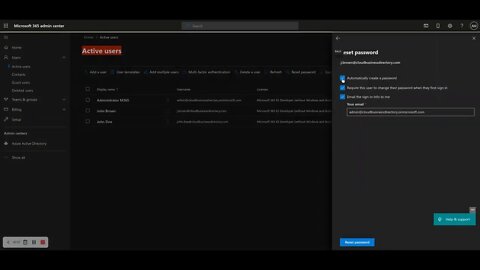 How to reset the password of a Microsoft 365 user in the Admin Center