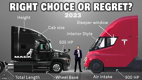 Which is the KING of 2023 heavy trucks- Mack Anthem Diesel Truck Vs. Tesla Electric Semi
