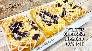 Blueberry Cheese Almond Danish | Puff Pastry Blueberry Cream Cheese Danish