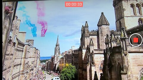 Red Soldiers fly over for King Charles