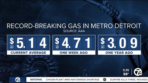 Gas prices soar 44 cents in metro Detroit to an average of $5.12 per gallon