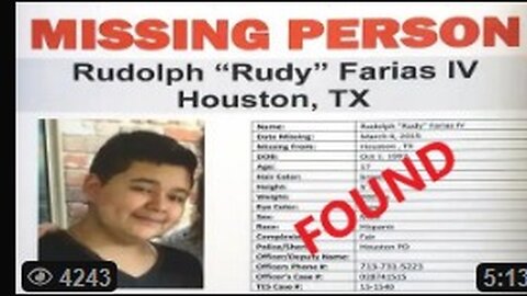 Rudy Farias declared missing 8 years ago found. His mother drugged, molested and enslaved him.