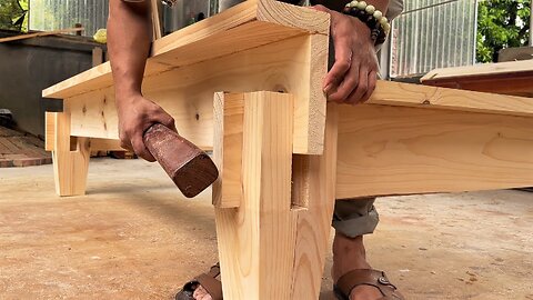 Extremely Ingenious Skills Woodworking Worker __ Making Cross Joints Bed Monolithic Wood Projects