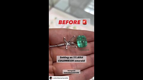 Making a handmade solitaire with accent cushion Colombian emerald white gold engagement ring