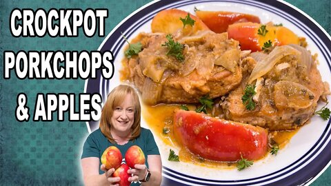 PORK CHOPS, APPLES & Apple Sauce CROCKPOT Recipe | Fall Cooking With APPLES