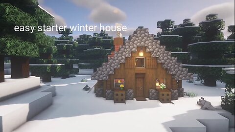 Minecraft | How to build a Winter Log Cabin | Easy wooden House tutorial with shaders