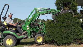 Deere 1025R Tractor vs. Overgrown Shrubs! Family Project