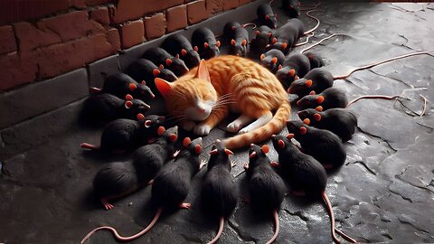 Mouse saves hungry orange cat #cat #cute #socutekitty #aicats #aiart #cats #ai