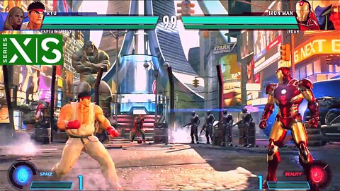 Ryu & Captain Marvel vs Iron Man & Jedah (Hardest AI) - Marvel vs Capcom: Infinite