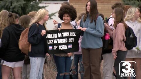 High school students walk out to protest banning gender-affirming care