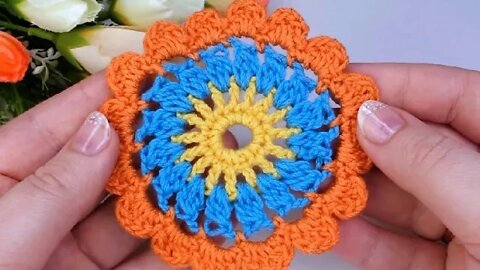 How to crochet small doily coaster motif