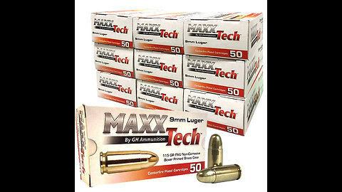 MAXXTech 9mm 115 Grain Full Metal Jacket 500 Round Case