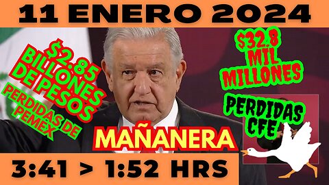 💩🐣👶 AMLITO | Mañanera *Jueves 11 de enero 2024* | El gansito veloz 3:41 a 1:52.