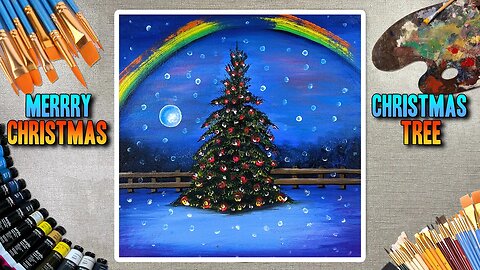 Merry Christmas Tree | Acrylic Painting Tutorial