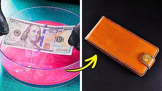 DIY Leather wallet and creative jewelry made out of money