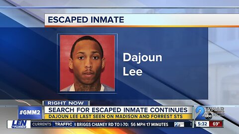 Inmate who escaped transport van sought in Baltimore