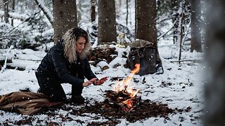 A cold SNOWY day in the woods | Making Cowboy Coffee