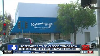 Rosemary's Creamery to be closed Wednesday