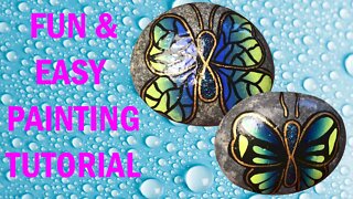 Infinity Butterfly Fun and Easy Acrylic Rock Painting Tutorial