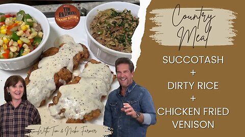 Chicken Fried Venison w/ Gravy, Veggie Succotash & Dirty Rice (#1043)