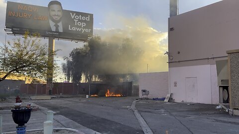 Homeless encampment catches fire in downtown Las Vegas