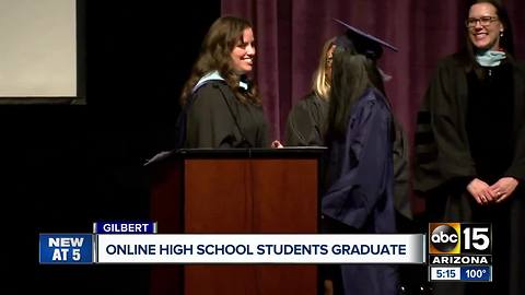 Online high school students graduate in Gilbert