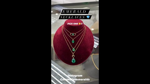 Stackable trending real Colombian emerald and diamond gold chic necklaces gifts for her