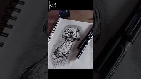 #penandink #fantasyartist #monsterart #sketching Drawing a Scary Hortor Mushroom 😨🍄☠